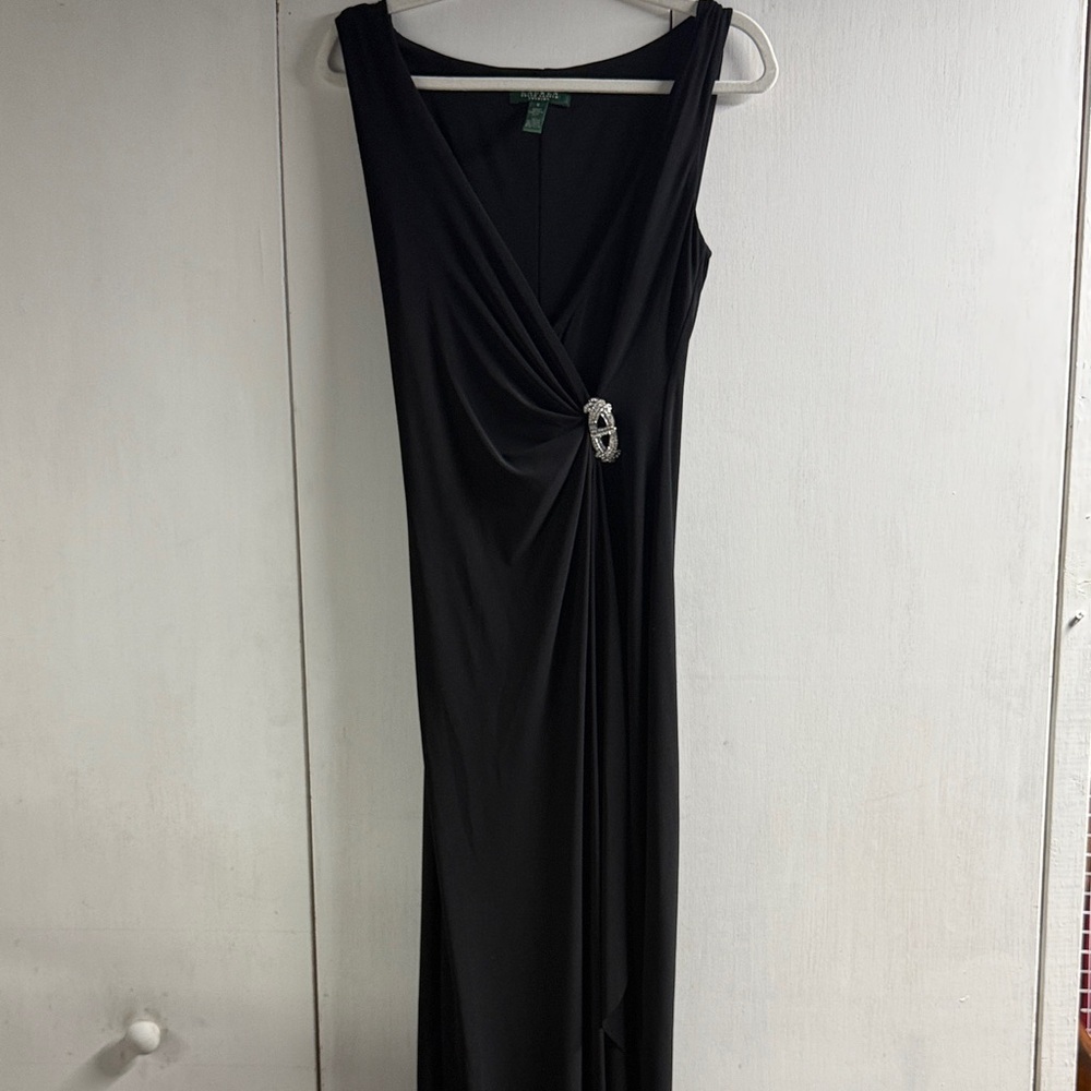 Ralph Lauren Black Asymmetrical Dress with Embellishment